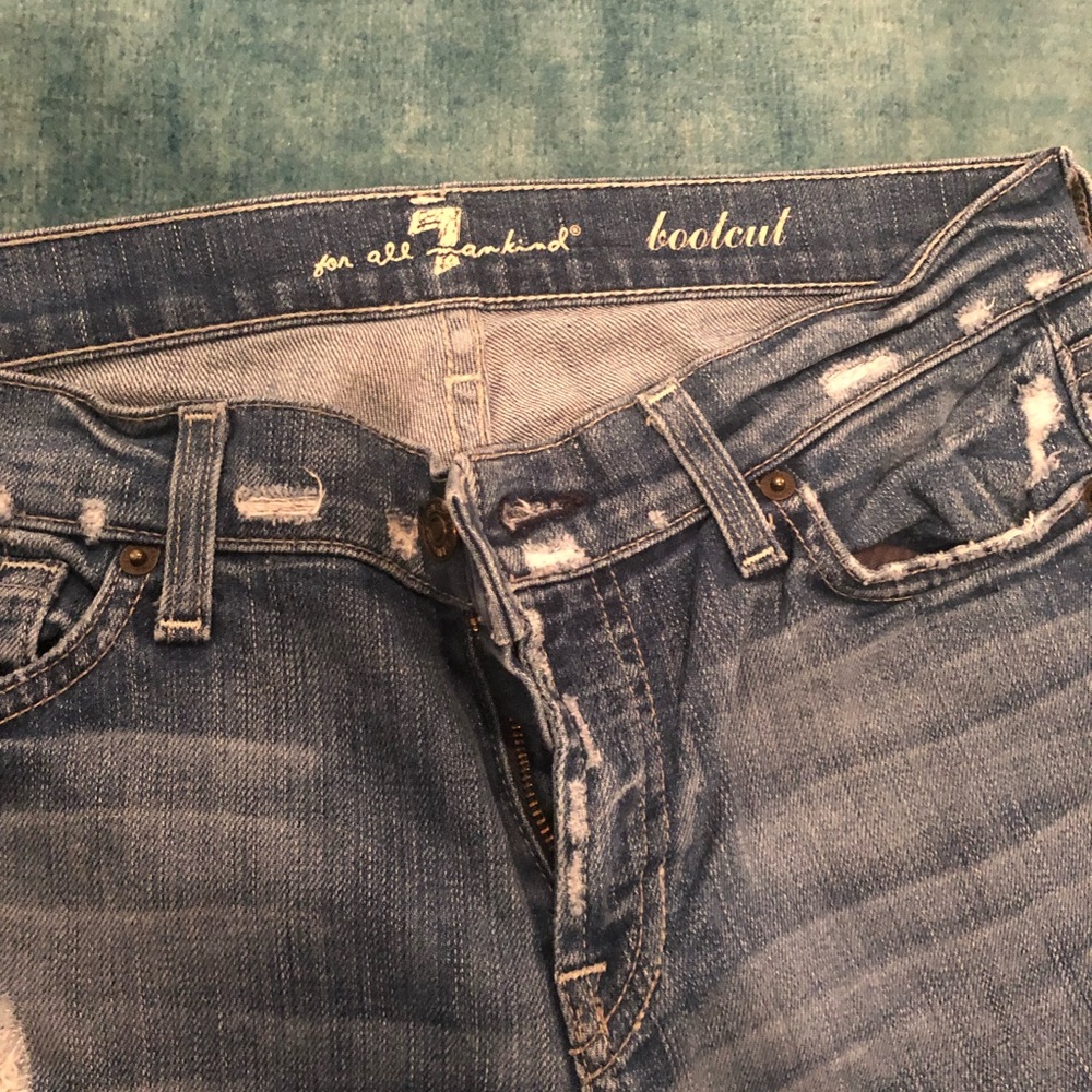 7 for all mankind Y2K distressed bootcut crop jeans 28 - Picture 2 of 5
